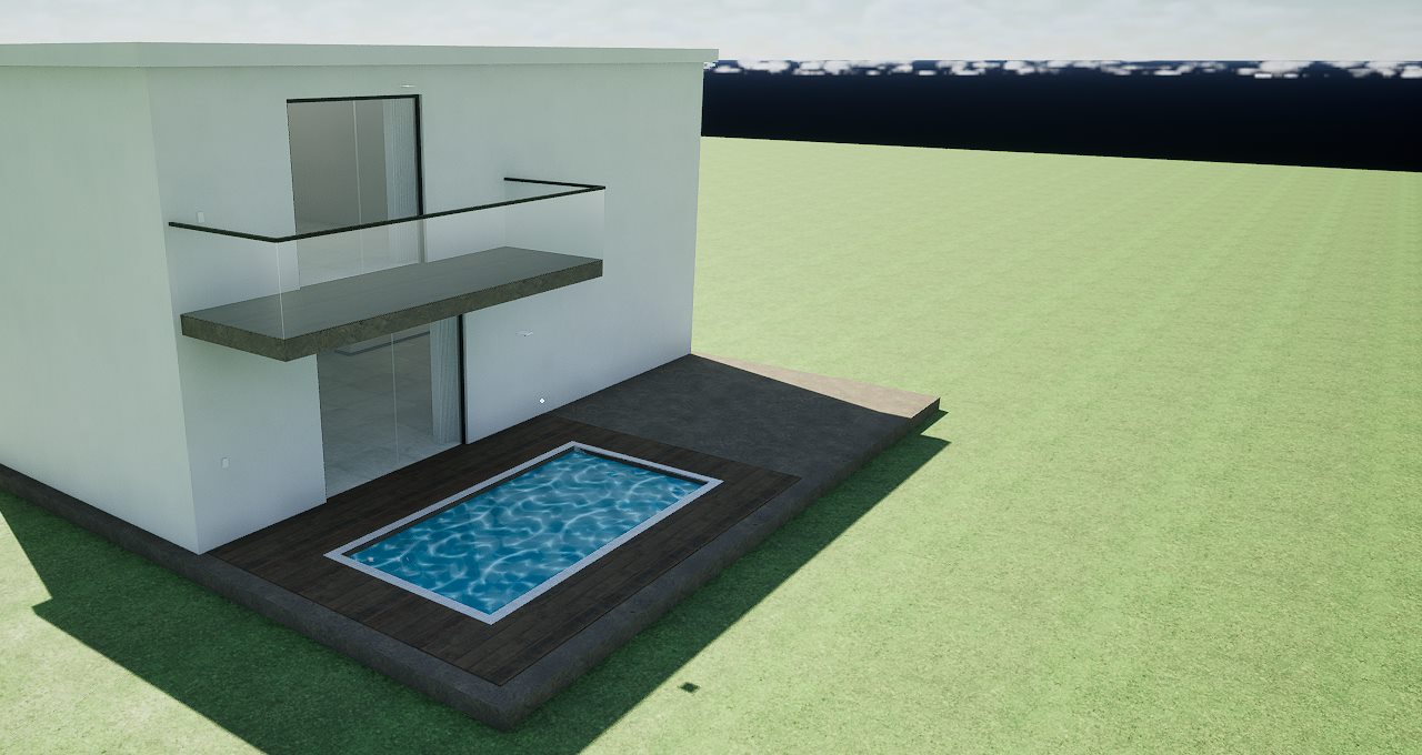 Base em 3D de uma casa gerada a partir da planta, ainda sem acabamentos